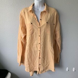 Free People Seersucker Peach Top